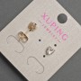 Xuping Heart-Shaped Stud Earrings with White Crystal, 5 mm Diameter, 18K Gold Plated