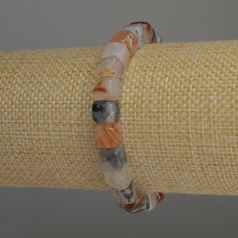 Dragon Vein Agate Bracelet cube, diameter 7x7mm+-, length 18cm stretch