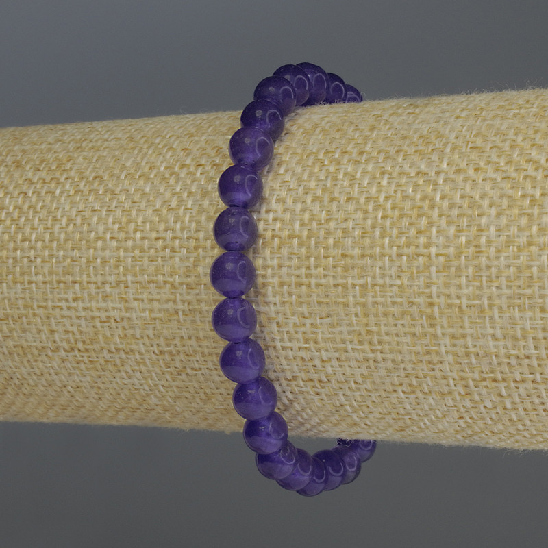 Sugilite bracelet with smooth beads, 6 mm diameter, 18 cm length, stretch bracelet