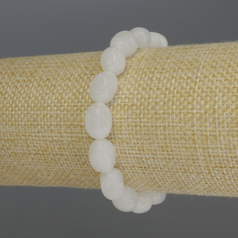 White Quartz Faceted Bracelet, bead diameter 9-12×8 mm, length 18 cm, stretch