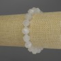 Bracelet with White Quartz, Faceted Beads, 10×9 mm diameter, 18 cm length (stretch)