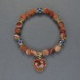 Orange Agate Bracelet with Smooth Beads, 8 mm Diameter, Cloisonné 10×8 mm, 18 cm Stretch