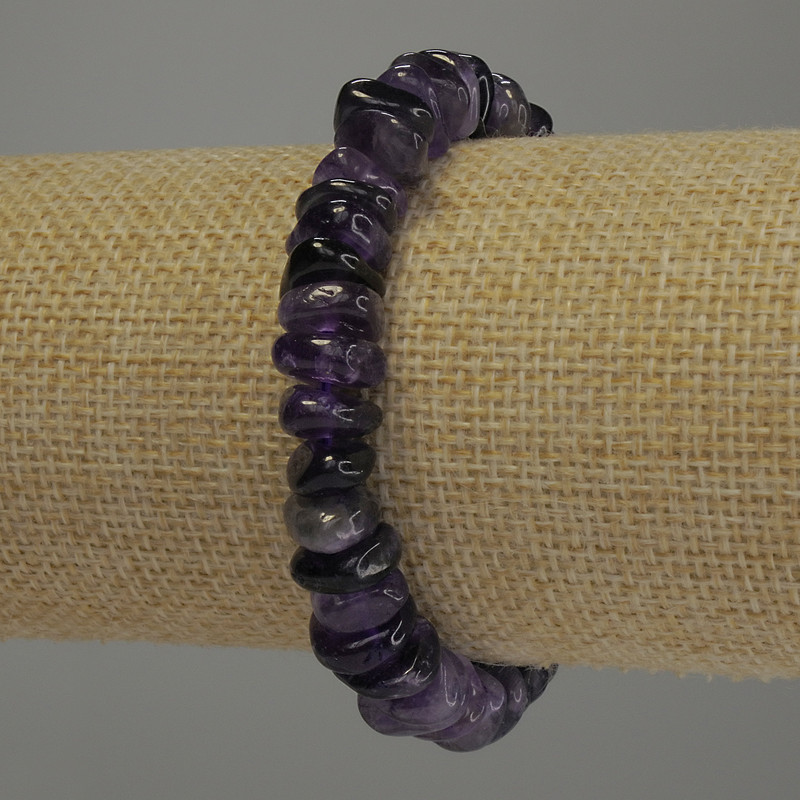Amethyst Bracelet, Tumbled, Beads approximately 8–11×4 mm, Length 18 cm, Stretch