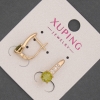 Xuping Earrings with White Crystals and Olive Crystal, Diameter 6 mm ±, Length 17 mm ±, 18K Gold Plating