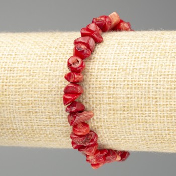 Bracelet made of coral granules, 6×3 mm diameter, 18 cm length (stretch)