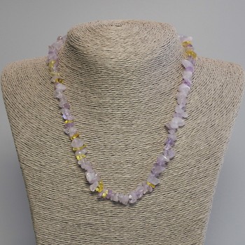 Amethyst and Citrine Chip Necklace, 8–14×3–6 mm chips, length 45 cm ± with clasp