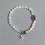 Bracelet Made of White Quartz and Multicolored Acrylic