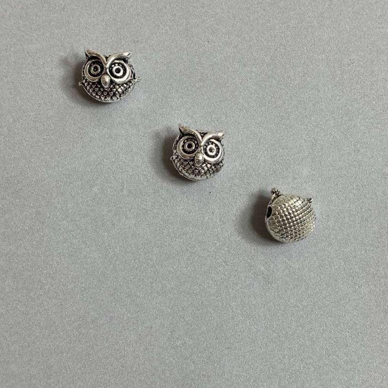 Bead Insert Owl Findings, pack of 3, 11x10mm+