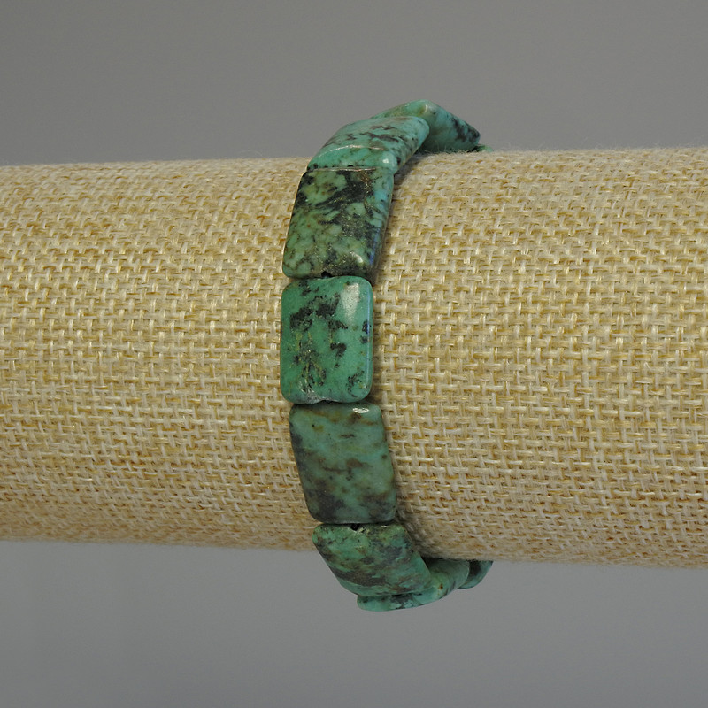 African Turquoise Bracelet (artificial) rectangle, 16x12mm±, length 18cm± stretch