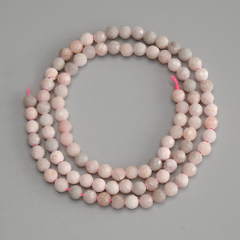 Pink Opal Beads, Faceted Round 4mm ±, On Thread, 38 cm Length