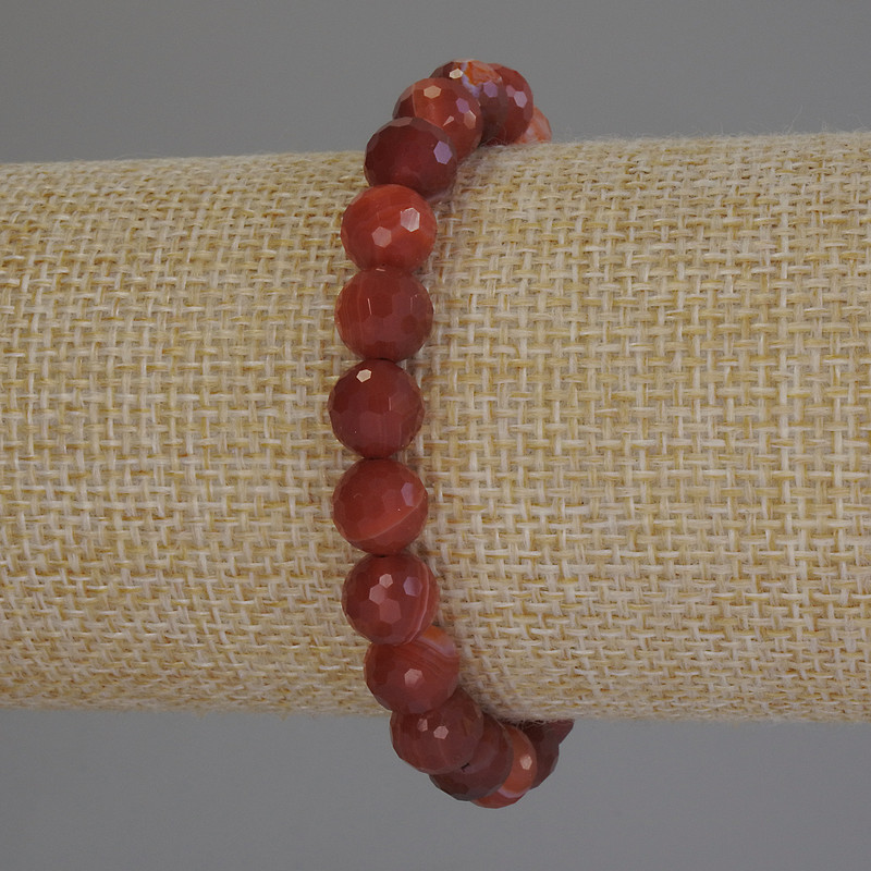 Faceted Agate Bead Bracelet, 8mm Diameter, 18 cm Length, Elastic