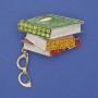 Брошка Книжки з окулярами кольорова емаль стрази золотистий метал 45х28х48мм+