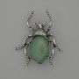 Beetle nephrite brooch-pendant 44x37mm, silver-toned metal