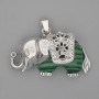 Pendant Elephant Malachite 39x34mm +/- Silvery Metal