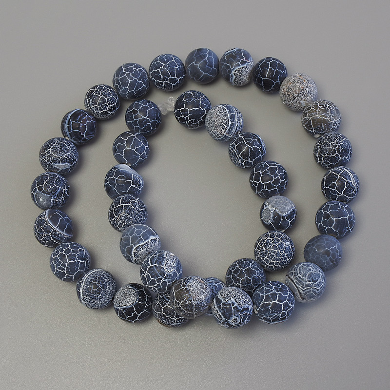 Frosted Agate Beads on Beading Thread, Smooth Round Bead, Diameter 10 mm ±, Length 38 cm ±