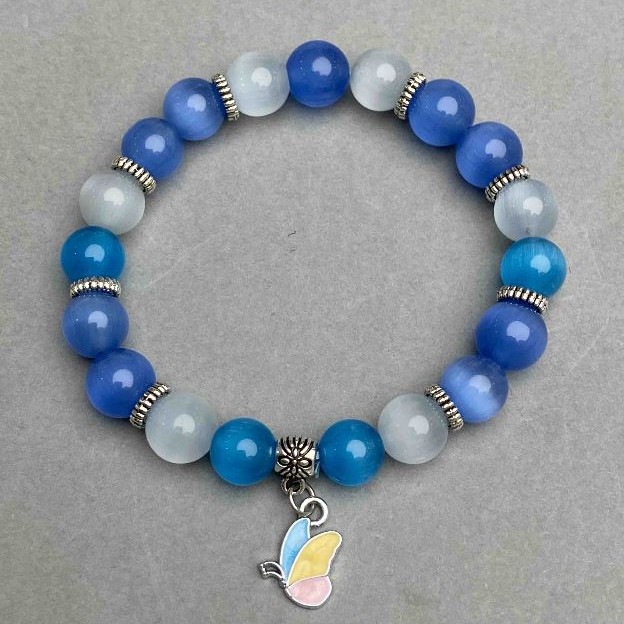 Cat's Eye Stone Bracelet with Metal Accents