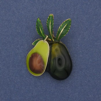 Avocado Brooch-Pendant with Colored Enamel