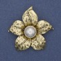 Brooch-Pendant Pearl Flower in Golden Metal 45mm+