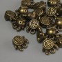 Bull pendant finding, bronze metal color, size 10x9x5 mm, hole diameter 1 mm, packaging 20 g (~17 pcs)