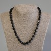 Multifaceted Black Onyx Necklace, bead diameter 10x9 mm, length 50 cm ± with a clasp