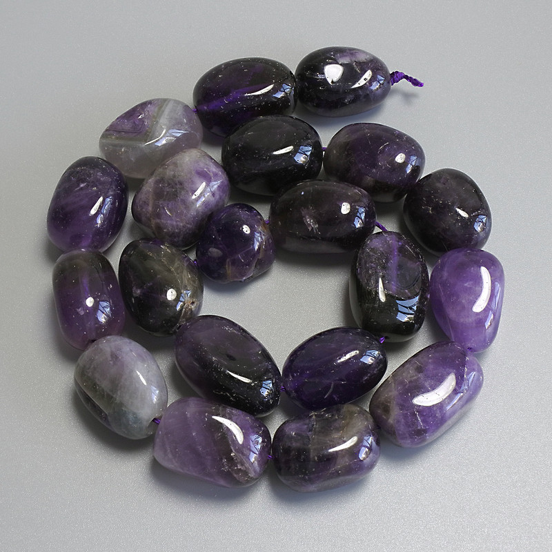 Amethyst teardrop beads, diameter 18-20×14 mm ±, on thread, 38 cm long