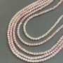 Beads Czech Crystal pink with 'gasoline' coating on thread, faceted cube, diameter 4x4 mm + -, length 38 cm +