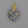 Heart Pendant in Sodalite Wire-Wrap 21x21 mm ±, diameter 30 mm ±