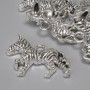 Zebra Pendant, Silver-Colored Metal, 27x21 mm, Bail Hole 3.2 mm, Pack of 5
