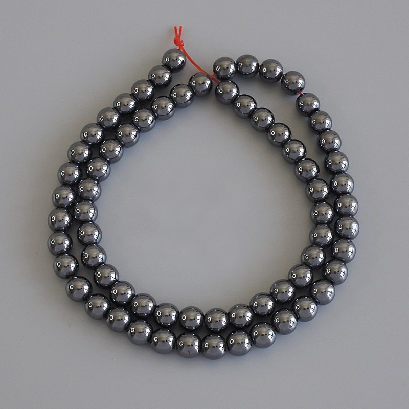 Hematite ball beads 6mm on thread, length 40 cm+