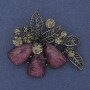 Accent Brooch-Pendant with Pink Aquarium Effect, Gray Crystals, Silver Metal, 43×48mm+