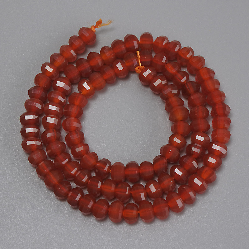 Carnelian Faceted Rondelle Beads, 5x4 mm, 38 cm on Thread
