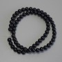 Black tourmaline beads, smooth ball, 6 mm diameter ±, 39 cm length ± on thread