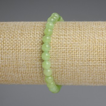 Chrysolite (Olivine) Bracelet, Smooth Beads 6 mm, Length approx. 18 cm, Stretch