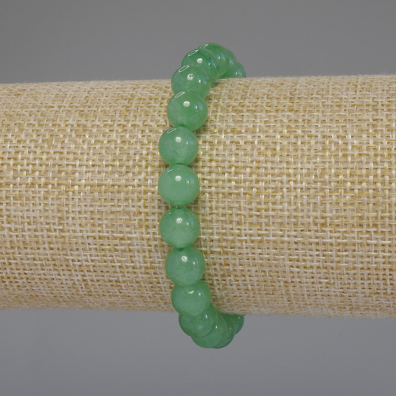 Jade Bracelet with Smooth Beads, 8mm Diameter, 18cm Stretch