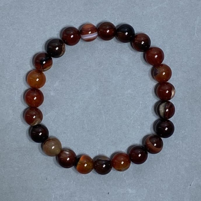 Agate Bracelet with Smooth 8mm Beads, 18 cm Stretch