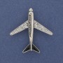 Brooch Plane with White Crystals in Silver-Colored Metal 43x40mm+