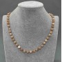 Selenite Necklace, Smooth Bead, 6.5 mm diameter, length 45 cm with clasp