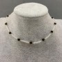 Choker Czech Crystal Faceted Rondelle 3x2.5 mm + Tourmaline Bead 4 mm, Length 38 cm with 5 cm Extender Chain