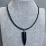 Clearance! Agate Sphere Pendant, 42 x 12 mm (±) on Rubber Cord, length 60 cm + 5 cm extender chain