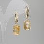 Earrings with Citrine in a Faceted Cylinder, 15×9 mm, 36 mm long