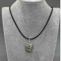Unpolished Pyrite Pendant in Braided Wrap, Assorted Diameters 25x12x37-20x15x30 mm +/- on Cord, Length 50 cm +/- Chain