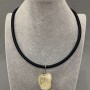 Citrine pendant in a woven setting, 20x30 mm, on a rubber cord with a 5 mm diameter, 45 cm + 5 cm extender chain