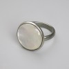 Mother-of-Pearl Stud Earring 18 mm +/-, silver-tone metal