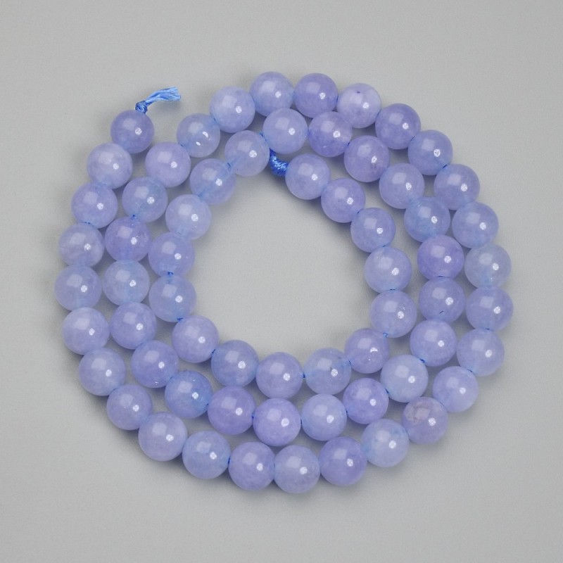 Aquamarine Beads - Smooth Round Balls, 6.5 mm diameter, 38 cm length on thread