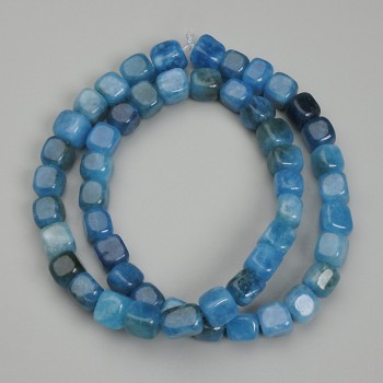 Apatite cube beads, 7 mm diameter, about 39 cm long on thread