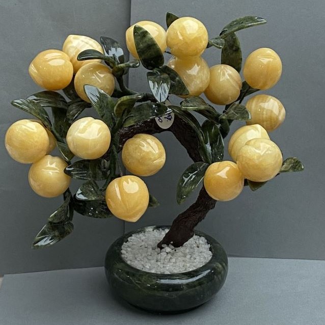 Souvenir Decorative Tree Made of Natural Stone: Onyx, Marble, Jade 30-33mm+, Flexible, Length 25 cm