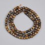 Tiger's Eye Beads, Faceted Cubes, 4x4 mm, Length approx. 39 cm on thread