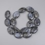 Oval Labradorite Beads, 25×18 mm, on thread, approx. 39 cm long