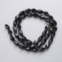 Czech Crystal Beads on thread, black matte, faceted diamond-shaped, 9x5mm +/-, 41cm +/-