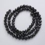 Czech Crystal Beads on Thread, Black Matte Faceted Beads, 5mm Diameter, 40 cm Length +/-